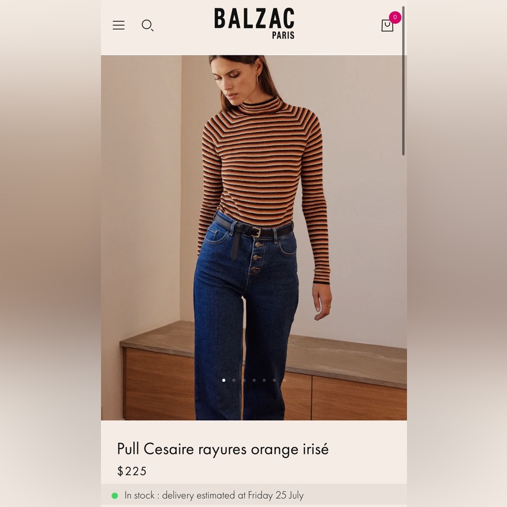 Striped Orange and Black Turtleneck Top